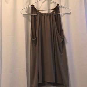 Tan Tank Top with Gold Accents